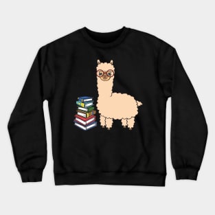 Alpaca with books is learning. Crewneck Sweatshirt